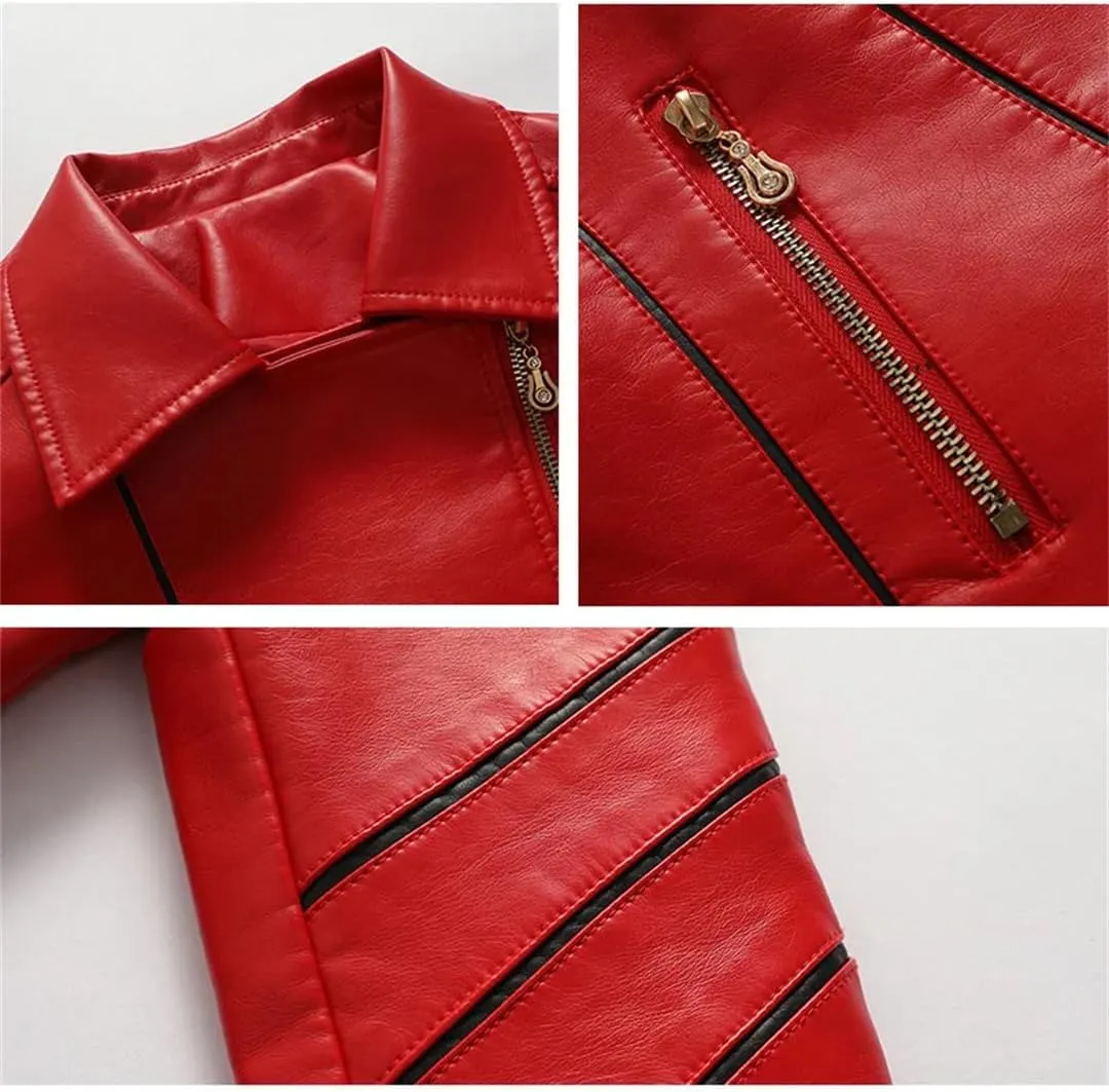 Slim Fit Faux Leather Jacket Women Classic Moto Biker PU Leater Jacket Spring Autumn Basic Zipper Coat