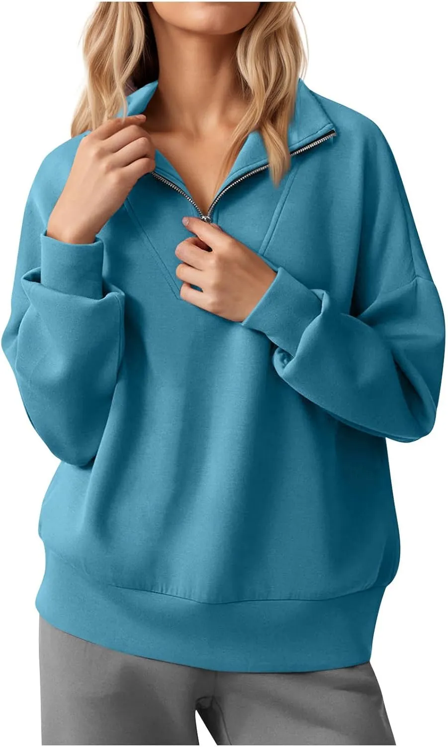 Soft Sweatshirts For Women Half Zip Loose Casual Pullover Shirts Long Sleeve Fall Fashion Tops 2024 Trendy Outfits