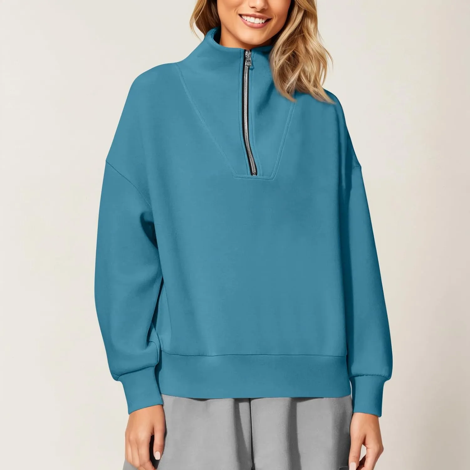 Soft Sweatshirts For Women Half Zip Loose Casual Pullover Shirts Long Sleeve Fall Fashion Tops 2024 Trendy Outfits