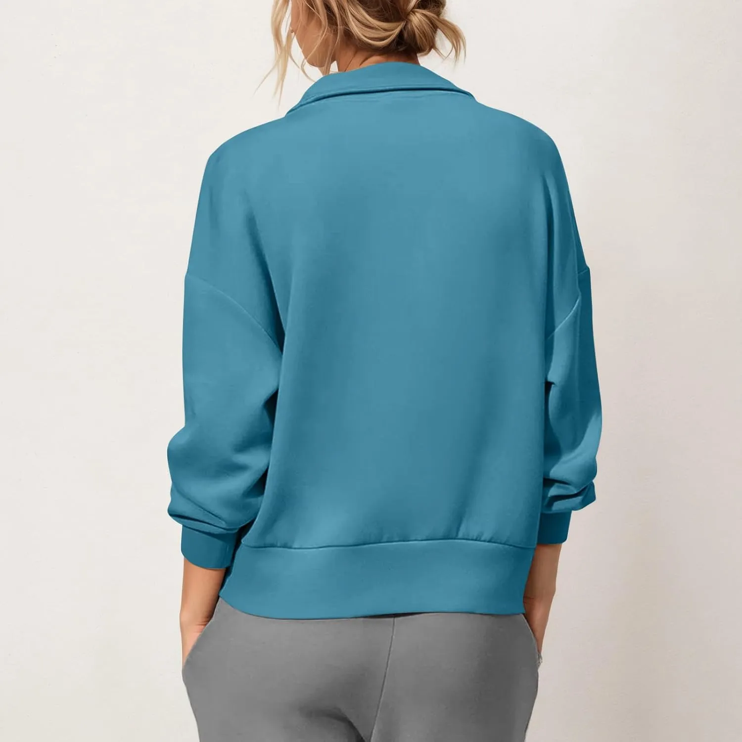 Soft Sweatshirts For Women Half Zip Loose Casual Pullover Shirts Long Sleeve Fall Fashion Tops 2024 Trendy Outfits
