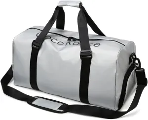Sports bag & travel Duffel bag for men and women - with shoe compartment & wet compartment Waterproof Weekend Overnight Carry on Bag Hospital Holdalls (Silvery)