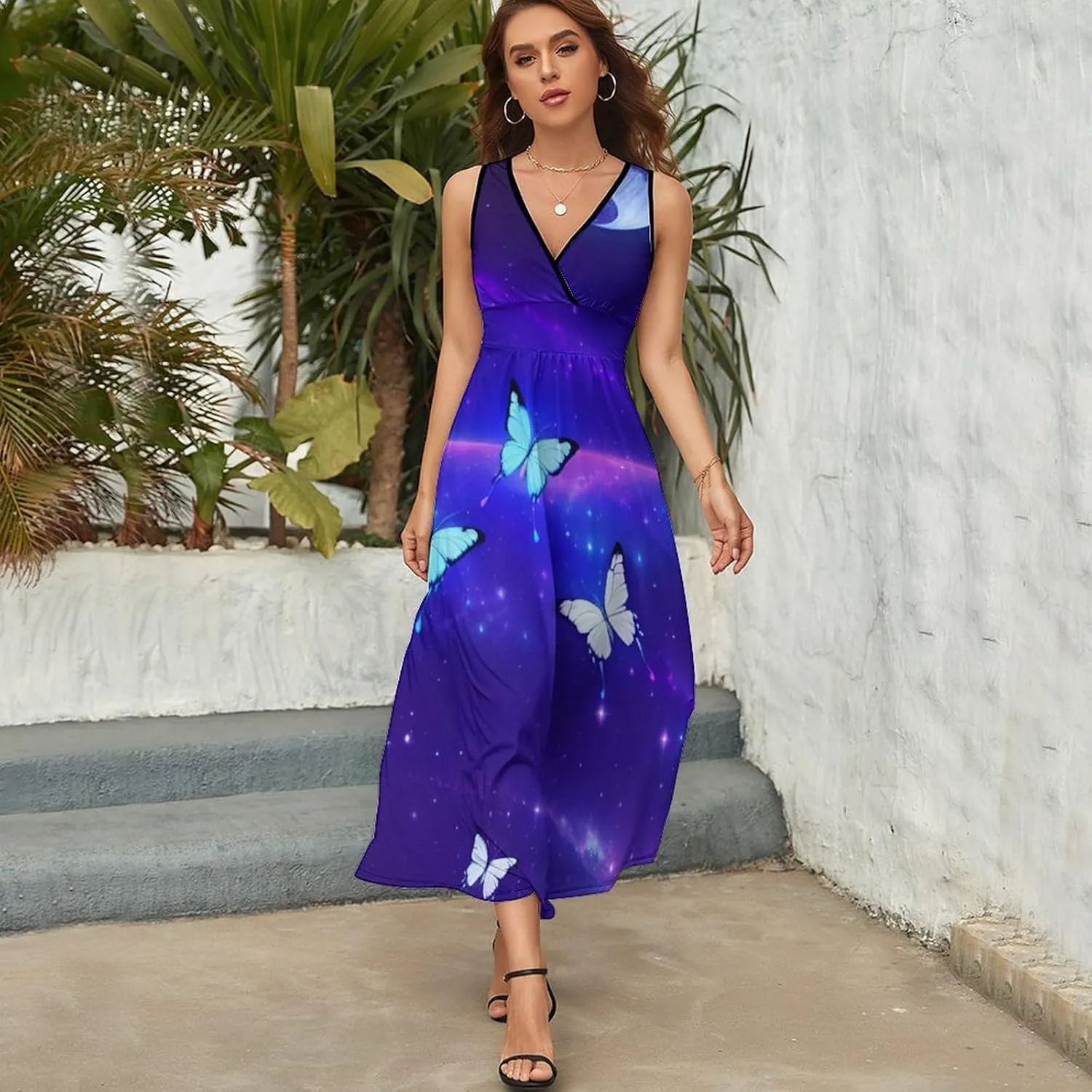 Summer 2025 Tunic Dress Sleeveless Adjustable Beach Party Long Maxi Dress