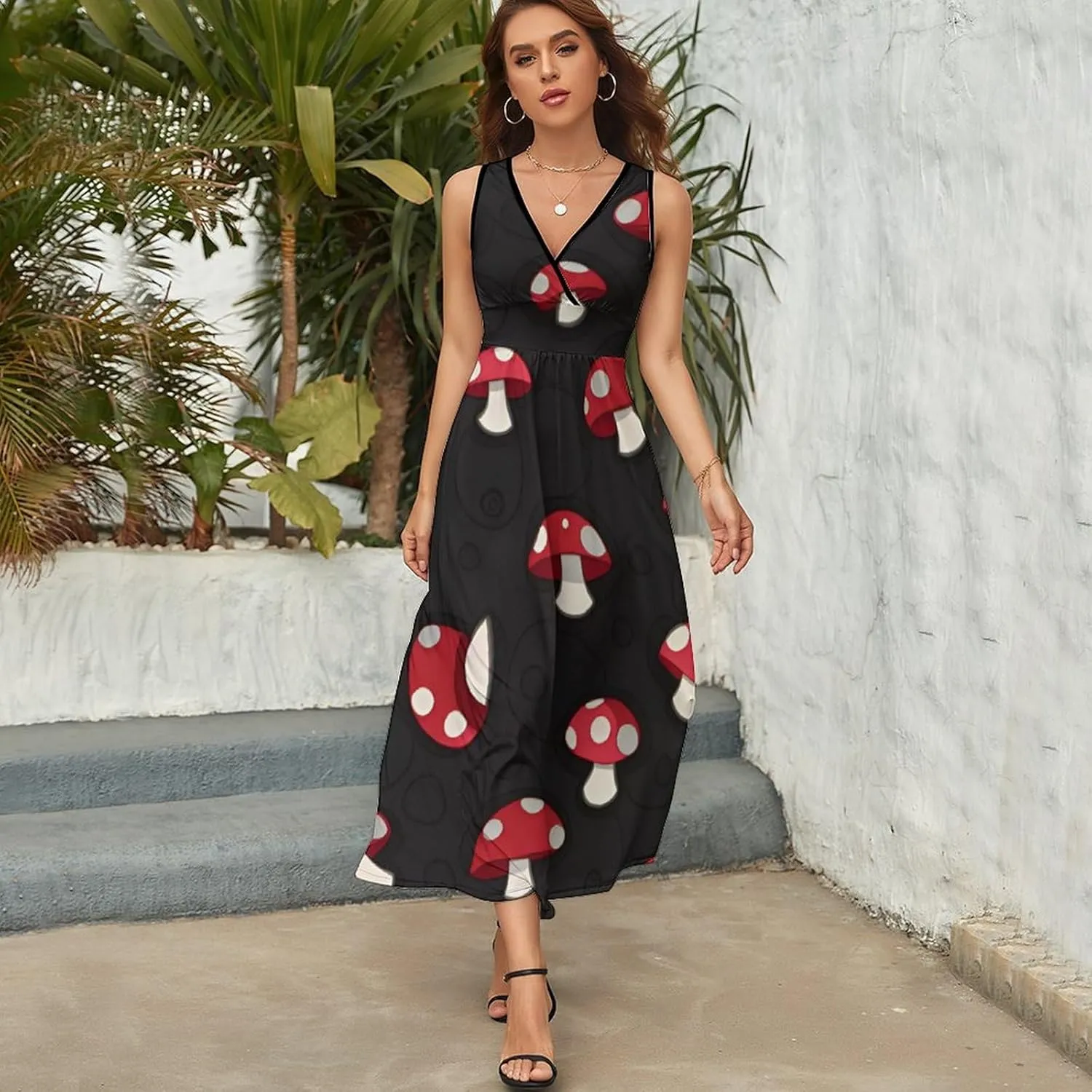 Summer 2025 Tunic Dress Sleeveless Adjustable Beach Party Long Maxi Dress
