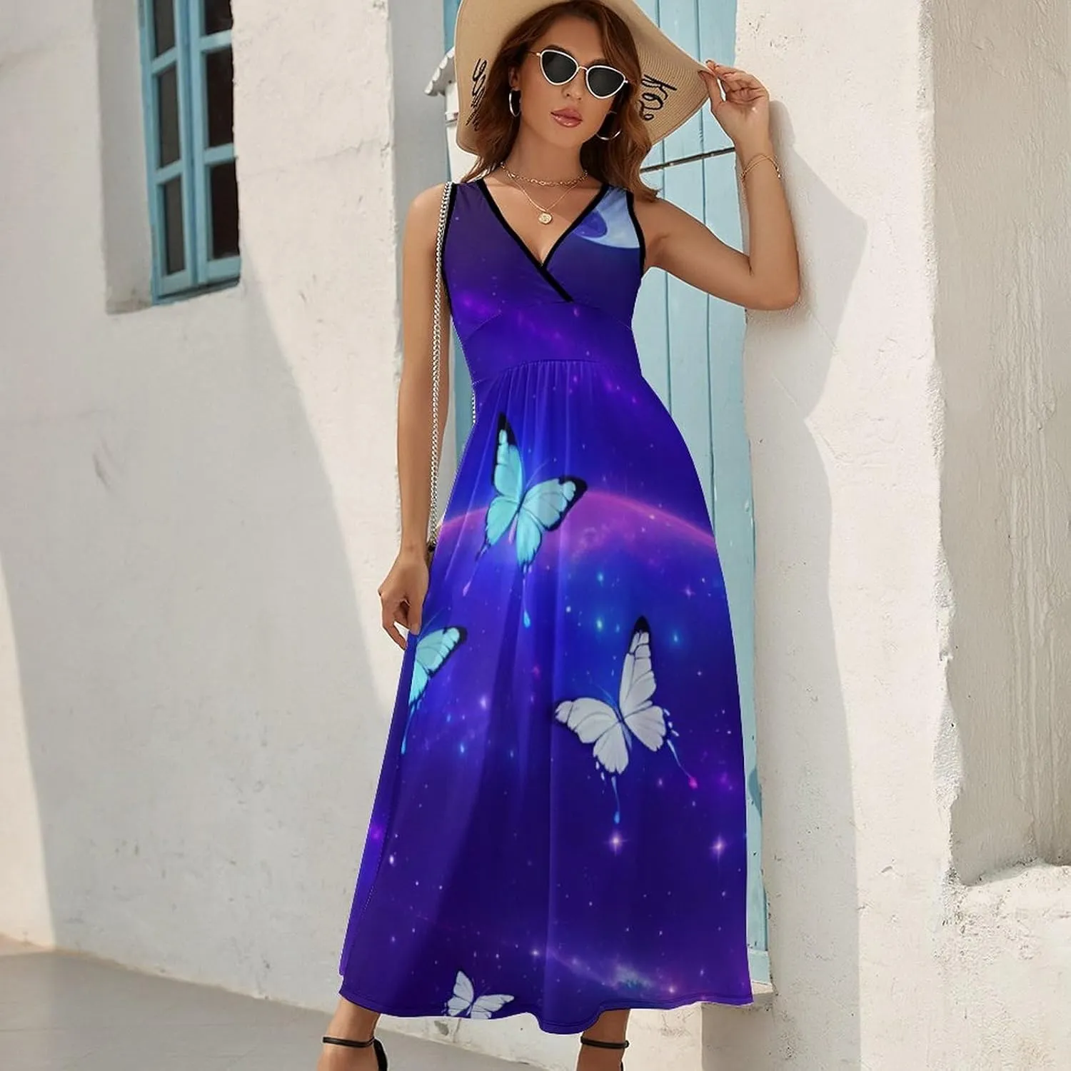 Summer 2025 Tunic Dress Sleeveless Adjustable Beach Party Long Maxi Dress