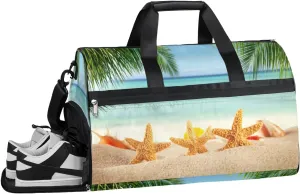 Summer Beach Sports Gym Bag with Wet Pocket & Shoes Compartment Waterproof Workout Duffel Bag for Women and Men Weekender Overnight Duffle Bag Travel Carry-on Tote