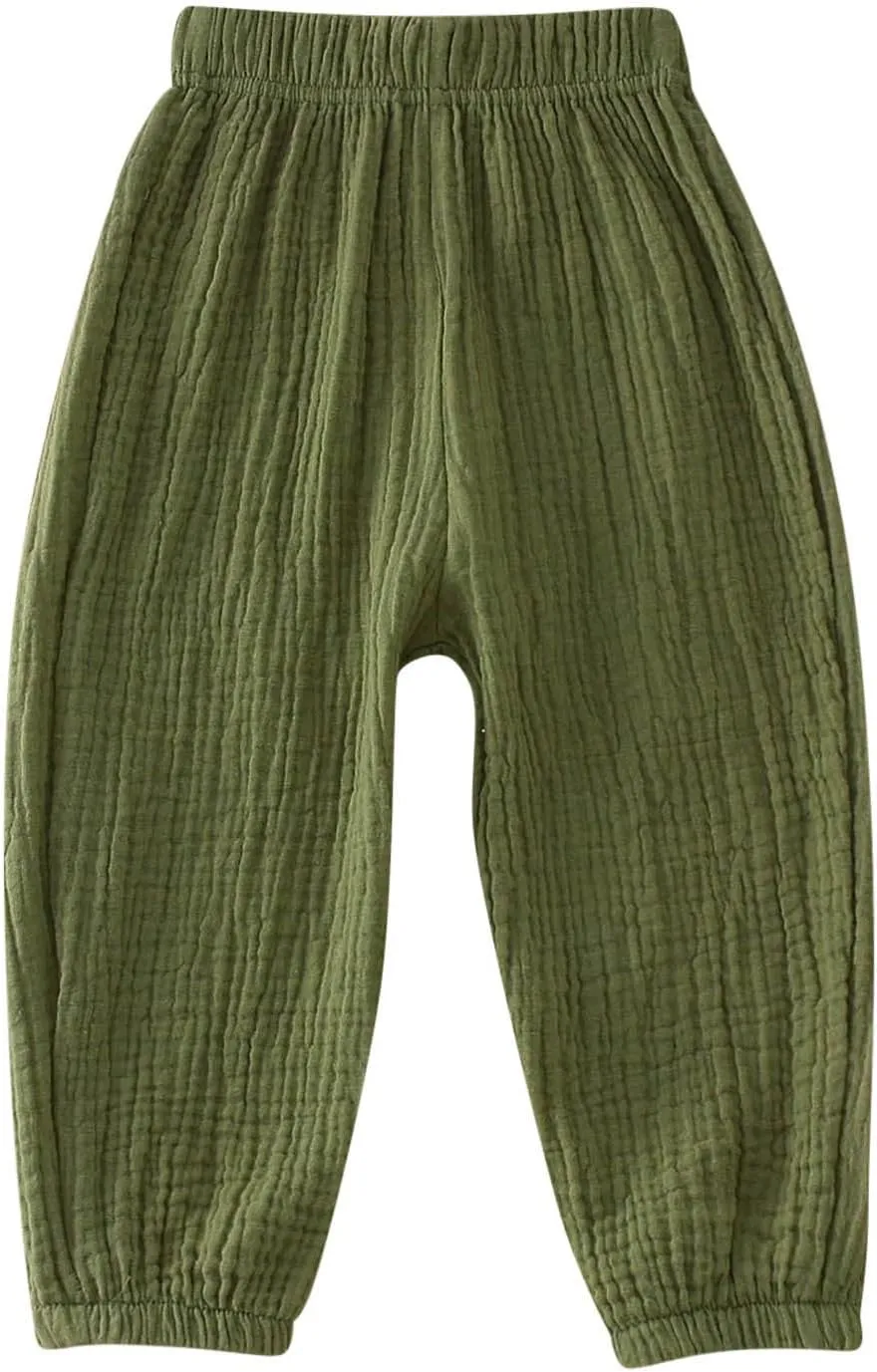 Toddler Girls Cotton Pants Elastic Waist Solid Color Bloomers Trousers Kids Casual Summer Jogging Sweatpants