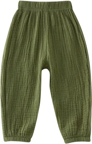 Toddler Girls Cotton Pants Elastic Waist Solid Color Bloomers Trousers Kids Casual Summer Jogging Sweatpants
