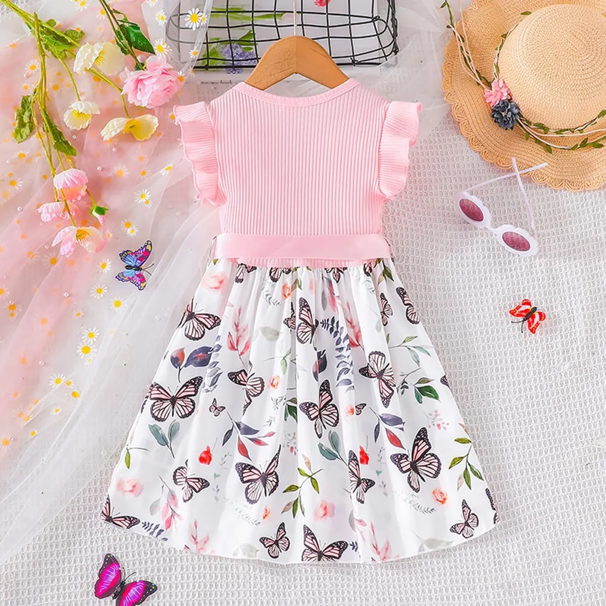 Toddler Girls Dress, Ruffle Sleeveless Summer Baby Girl Fashion Dresses 3-8Y