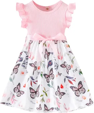 Toddler Girls Dress, Ruffle Sleeveless Summer Baby Girl Fashion Dresses 3-8Y