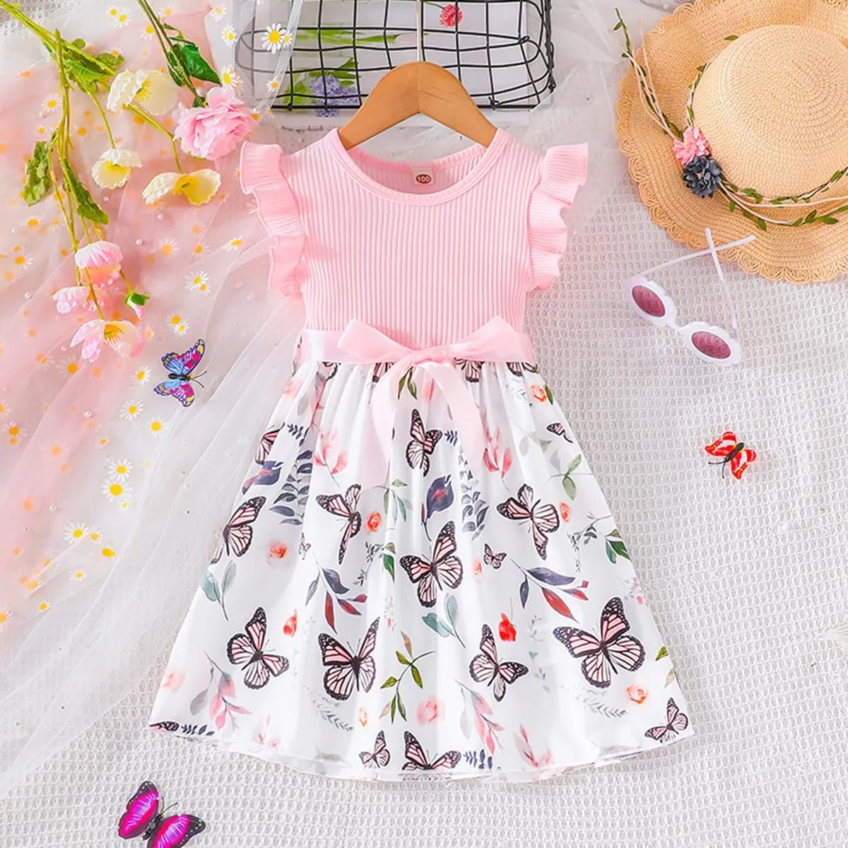Toddler Girls Dress, Ruffle Sleeveless Summer Baby Girl Fashion Dresses 3-8Y