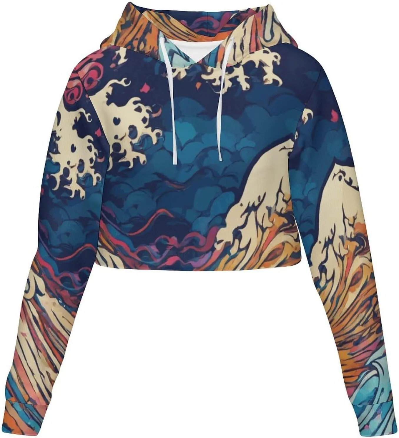Tropical Palm-trees Womens Cropped Hoodie Crop Top Sweatshirts for Women Pretty Cropped Sweater