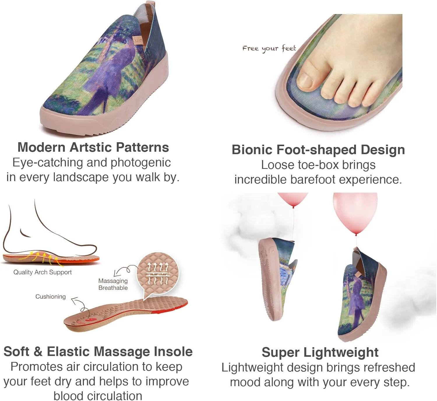 UIN Men's Casual Loafers Slip Ons Comfortable Art Painted Travel Fashion Sneakers Fuerteventura