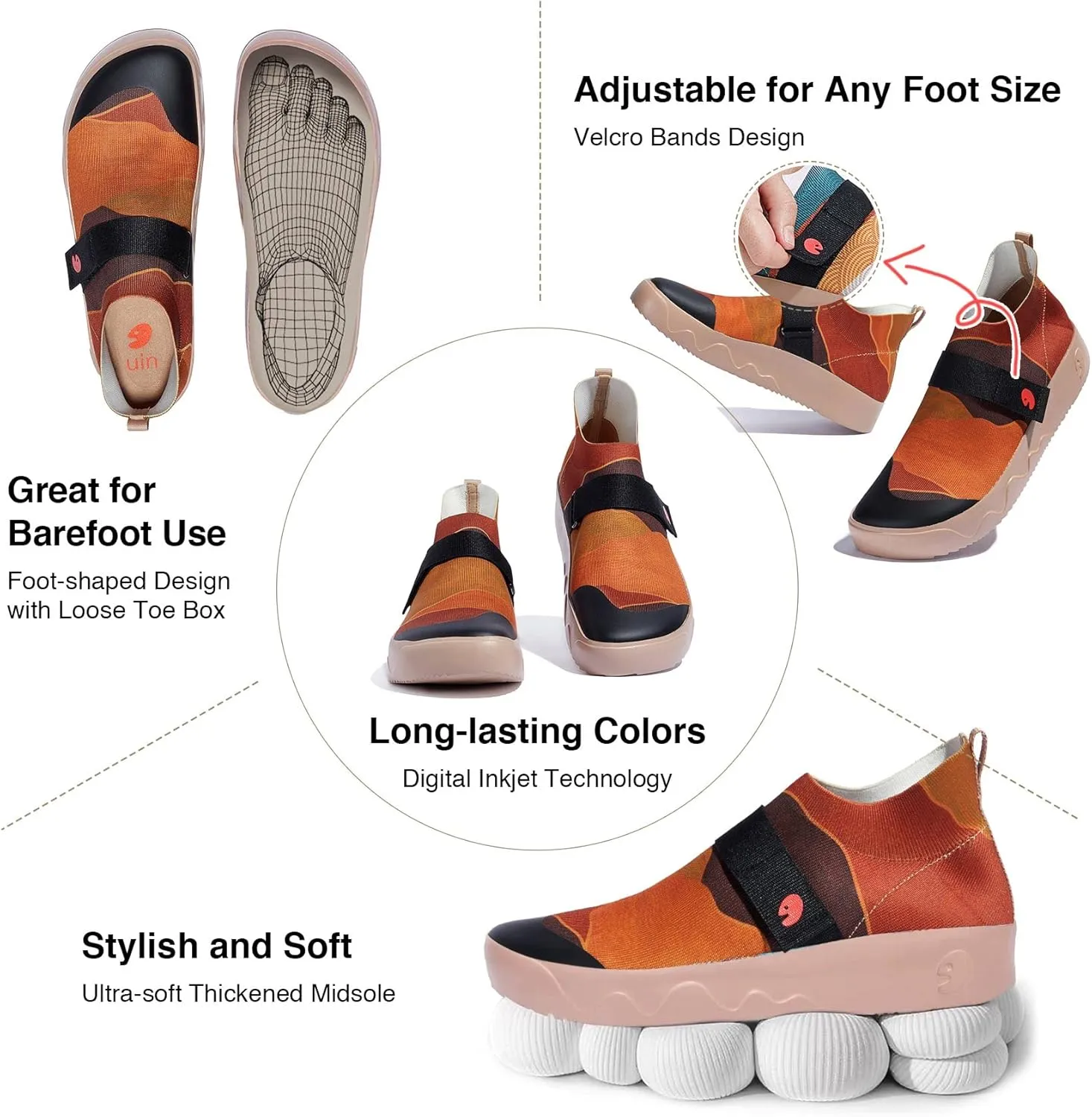 UIN Men's Casual Loafers Slip Ons Comfortable Art Painted Travel Fashion Sneakers Fuerteventura