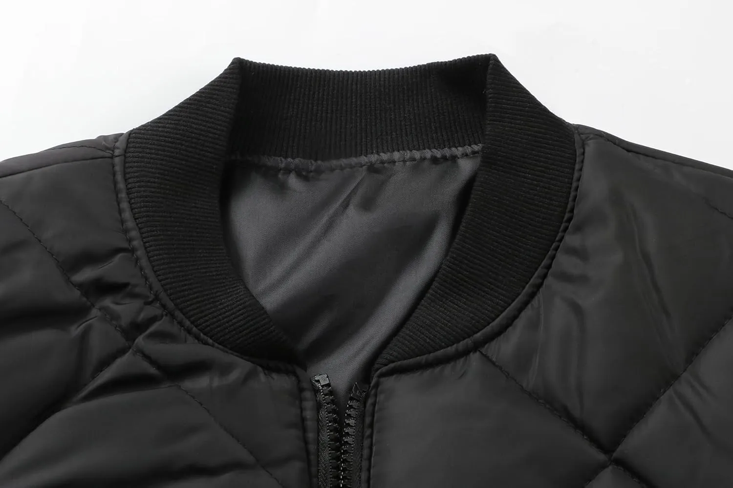 utcoco Mens Quilted Jacket Stand Collar Zip Up Casual Lightweight Down Jacket Winter Coat