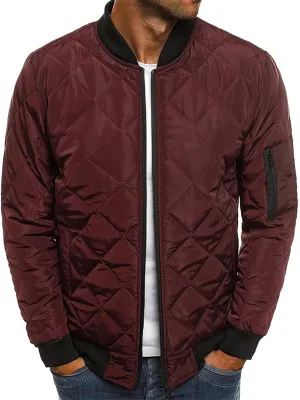 utcoco Mens Quilted Jacket Stand Collar Zip Up Casual Lightweight Down Jacket Winter Coat