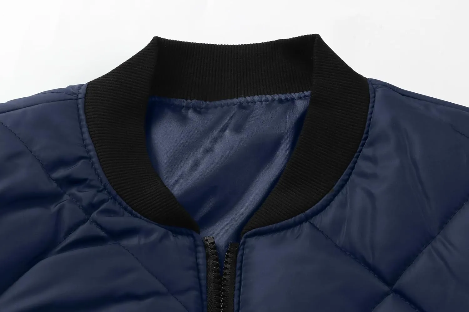 utcoco Mens Quilted Jacket Stand Collar Zip Up Casual Lightweight Down Jacket Winter Coat