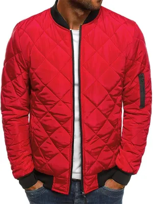utcoco Mens Quilted Jacket Stand Collar Zip Up Casual Lightweight Down Jacket Winter Coat