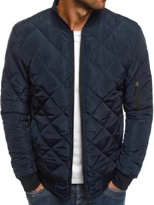 utcoco Mens Quilted Jacket Stand Collar Zip Up Casual Lightweight Down Jacket Winter Coat