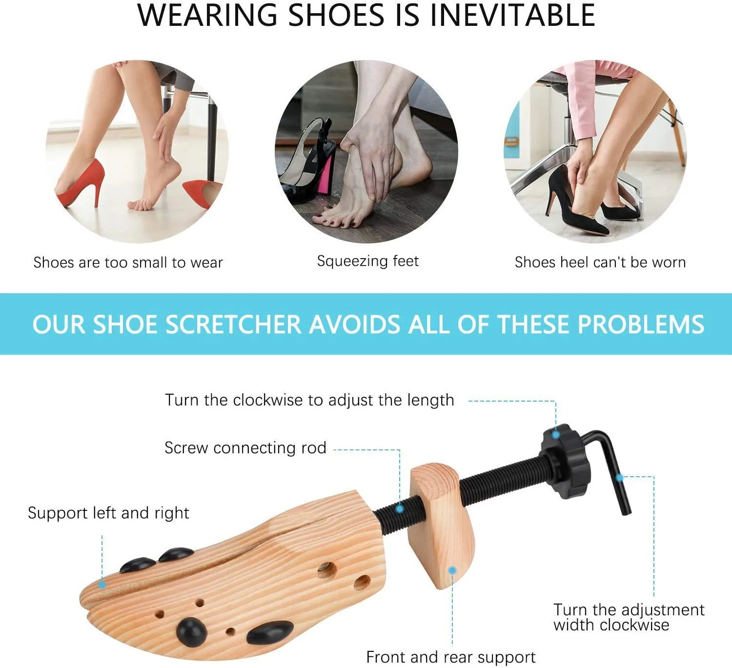 WEST LIGHT 2 Way Cedar Shoe Trees Wooden Shoe Stretcher | Adjustable