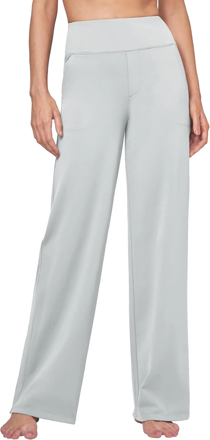 Willit Women's Yoga Pants Wide Leg Dress Work Pants Stretch Casual Pants Slacks with Pockets High Waist 28" 30" 32"
