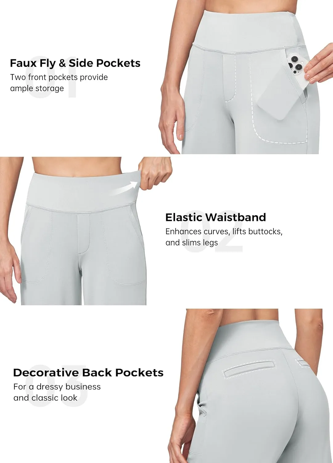 Willit Women's Yoga Pants Wide Leg Dress Work Pants Stretch Casual Pants Slacks with Pockets High Waist 28" 30" 32"