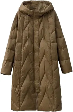 Winter Down Jacket For Women Fashion Loose Long Coat Hooded Puffer Parkas