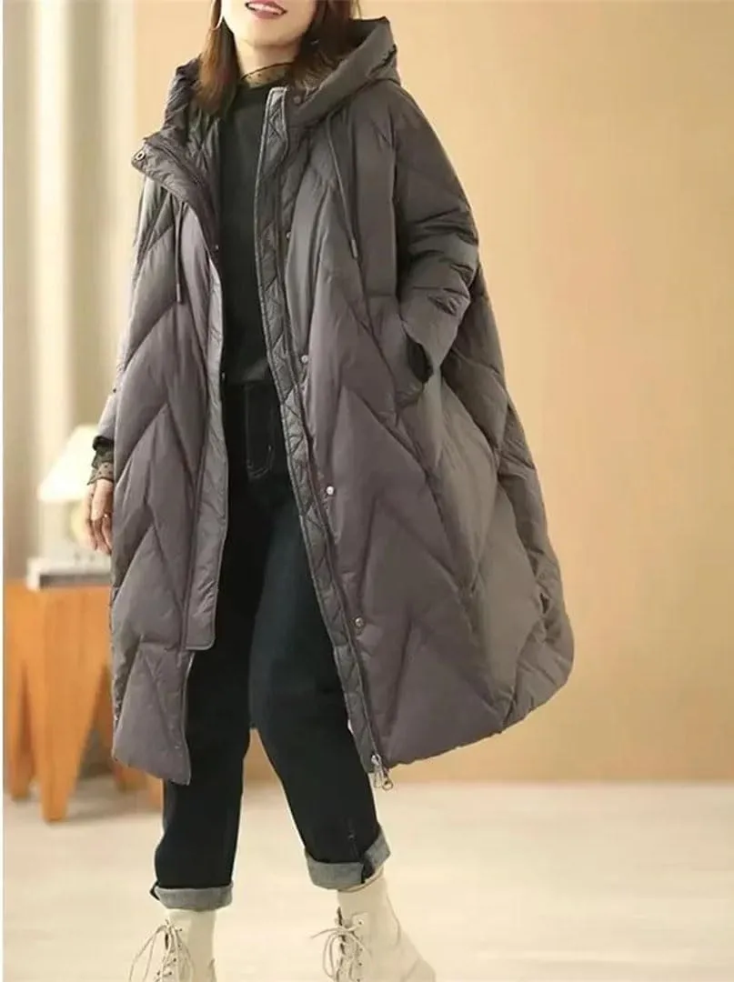 Winter Down Jacket For Women Fashion Loose Long Coat Hooded Puffer Parkas