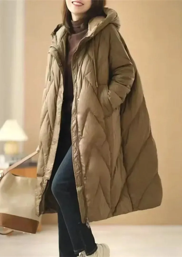 Winter Down Jacket For Women Fashion Loose Long Coat Hooded Puffer Parkas