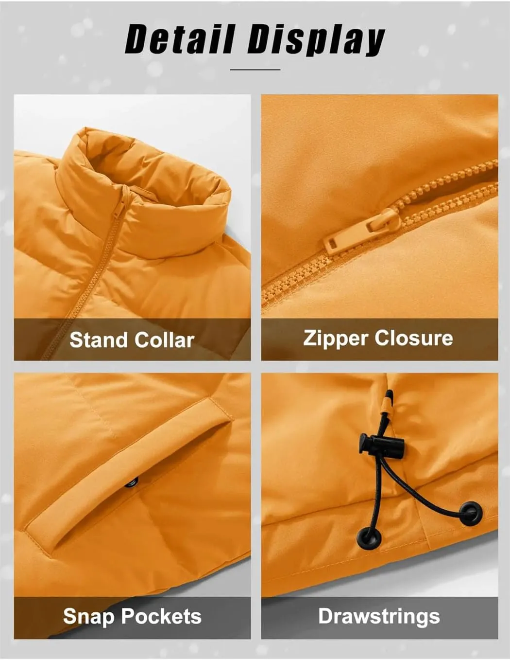 Winter Padded Puffer Down Coats Womens Warmth Stand Collar Full Zip-Up Jackets Lightweight Quilted Outwears