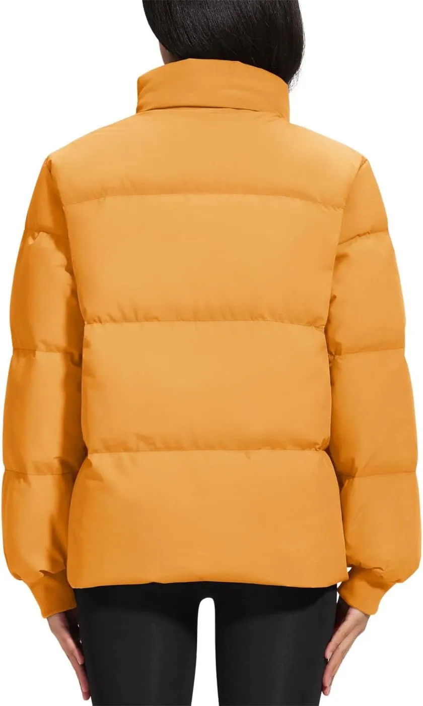 Winter Padded Puffer Down Coats Womens Warmth Stand Collar Full Zip-Up Jackets Lightweight Quilted Outwears