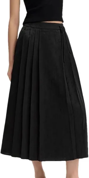 Women Button Texture Fashion Floral Style Textured Horse Face Skirt
