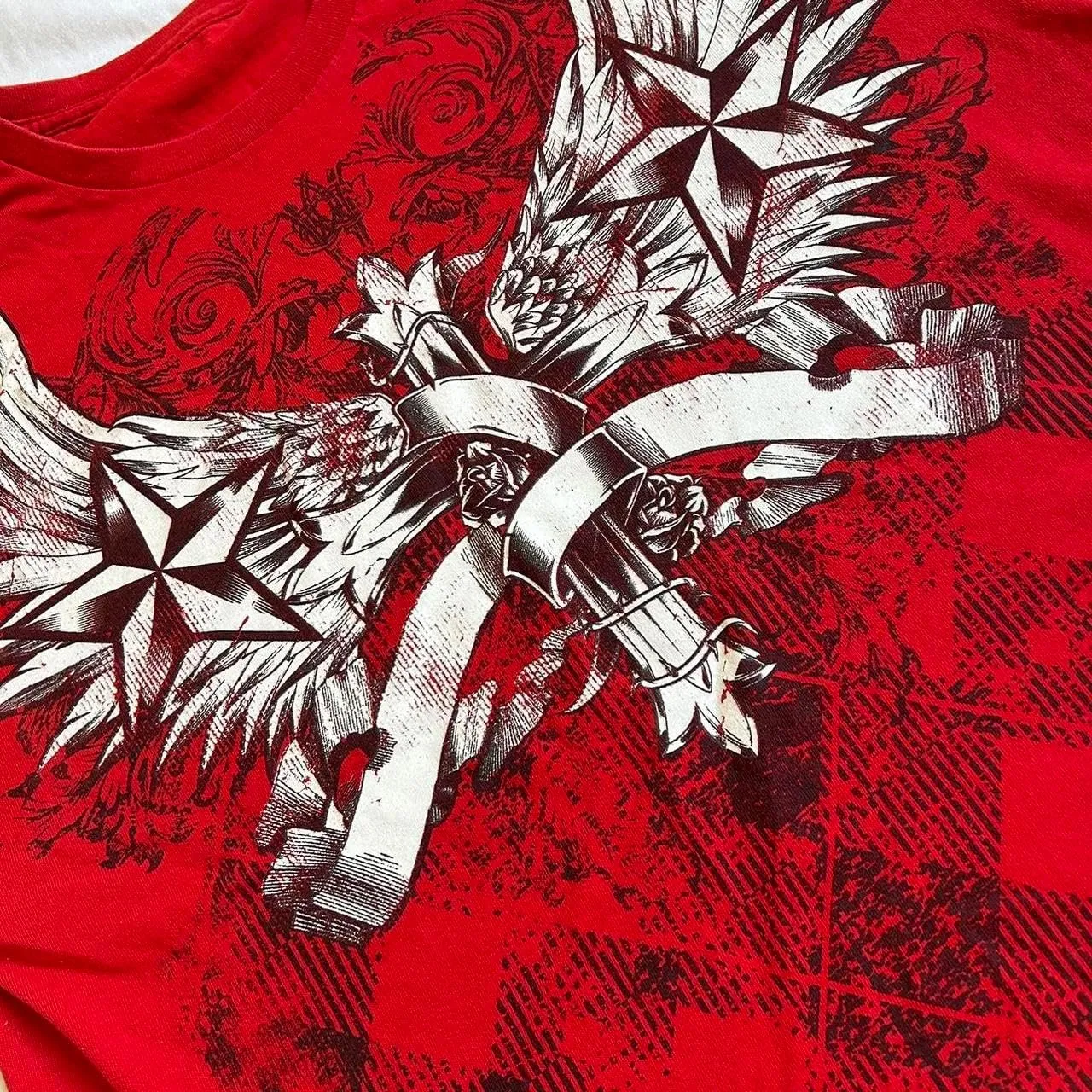 Women Graphic Grunge Shirts Loose Fit Gothic Punk Tees Y2k Emo Clothes Teen Girls Baggy T Shirts 2000s Vintage Tops