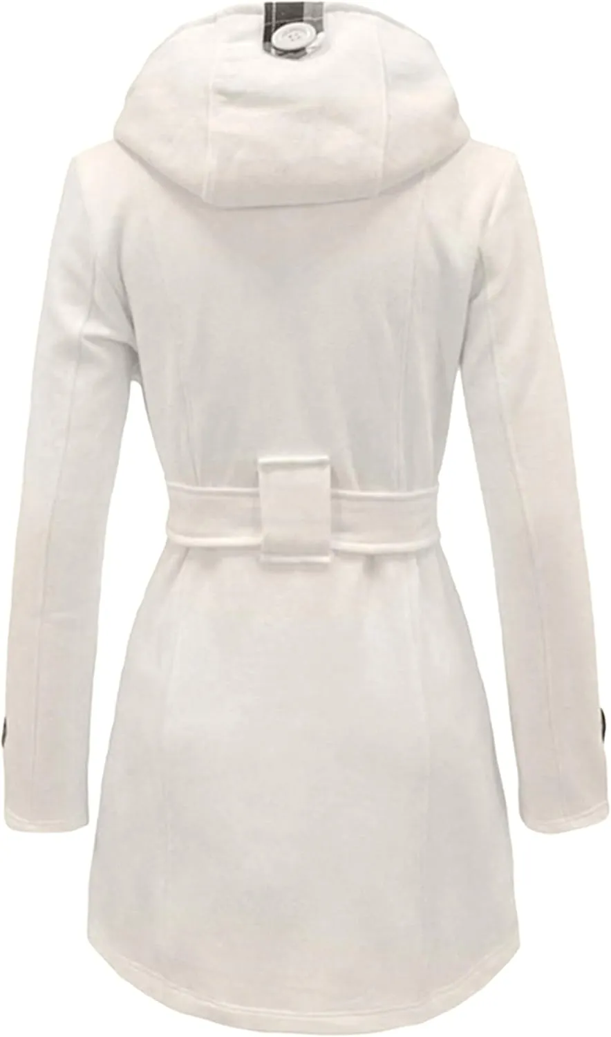 Women Hooded Thick Trench Coat Long Sleeve Basic Jacket Commuting with Pockets Elegant Coat