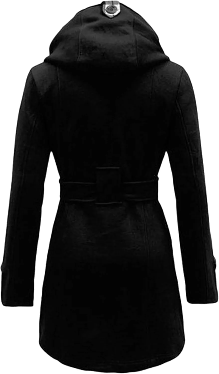 Women Hooded Thick Trench Coat Long Sleeve Basic Jacket Commuting with Pockets Elegant Coat