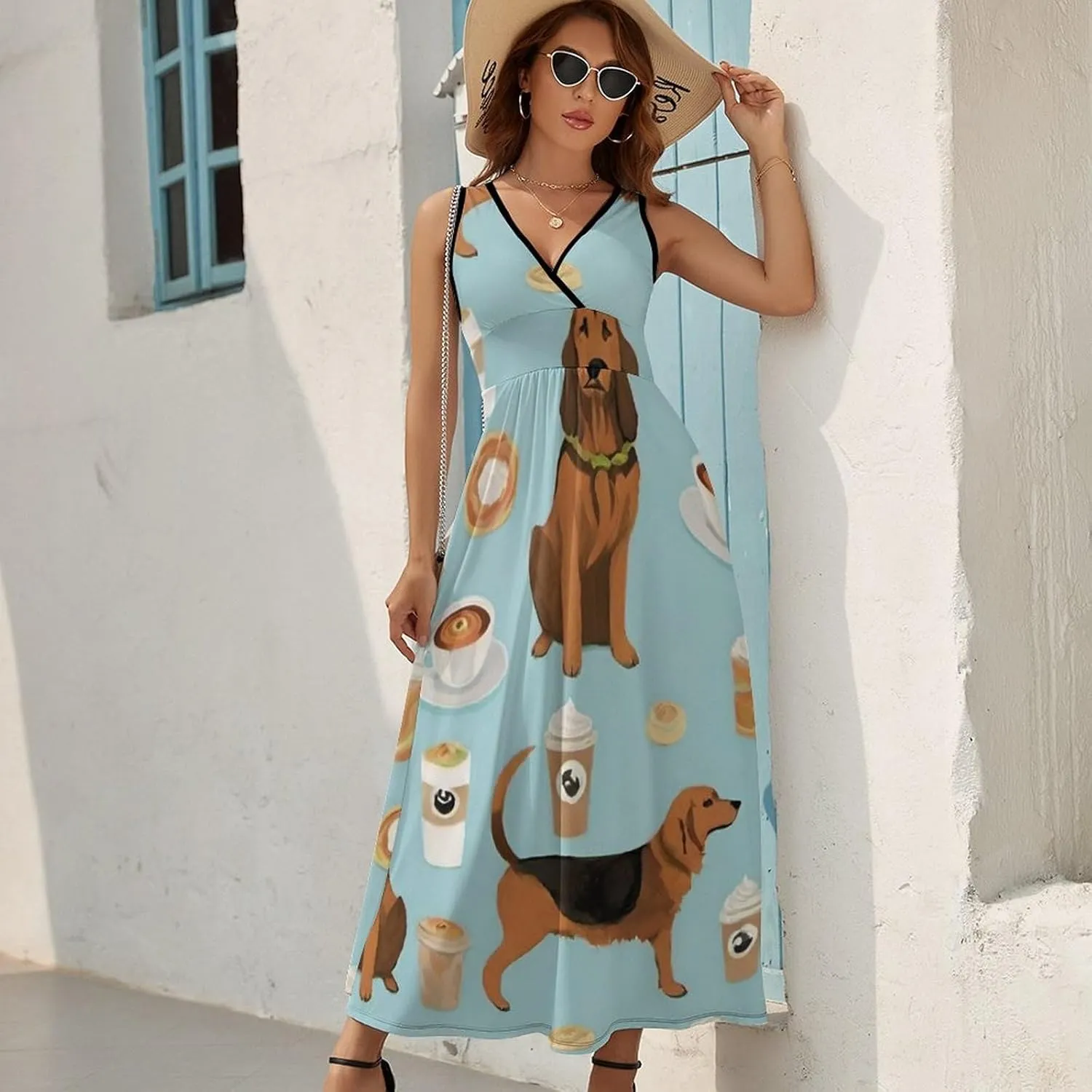 Women Ladies Casual Summer Flared Midi Dress for Vacation Party Wedding