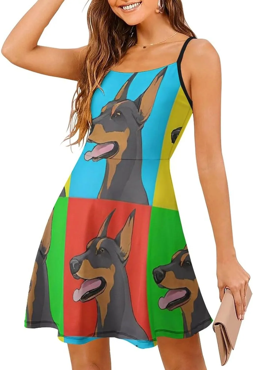 Women Ladies Casual Summer Flared Midi Dress for Vacation Party Wedding