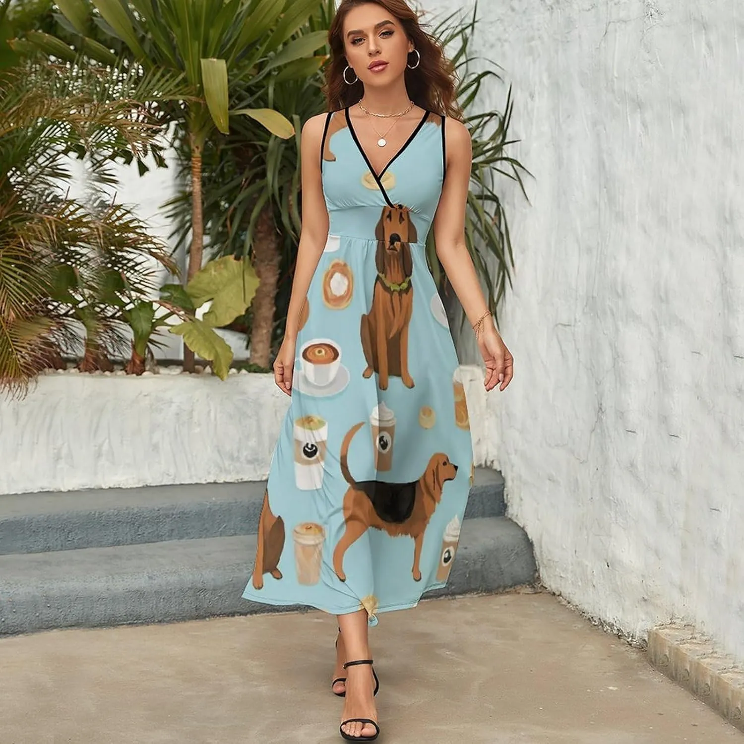 Women Ladies Casual Summer Flared Midi Dress for Vacation Party Wedding