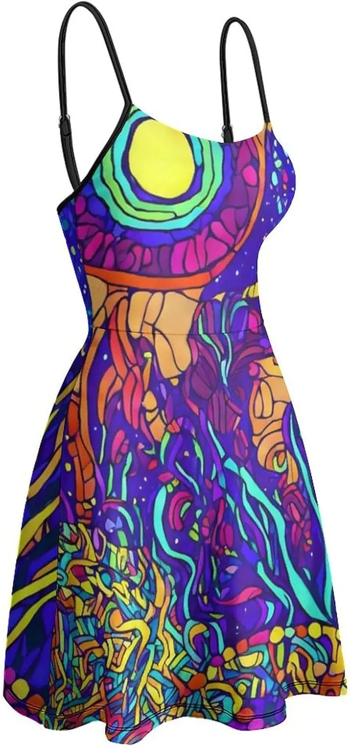 Women Ladies Sleeveless Midi Tank Dress for Vacation Party Wedding