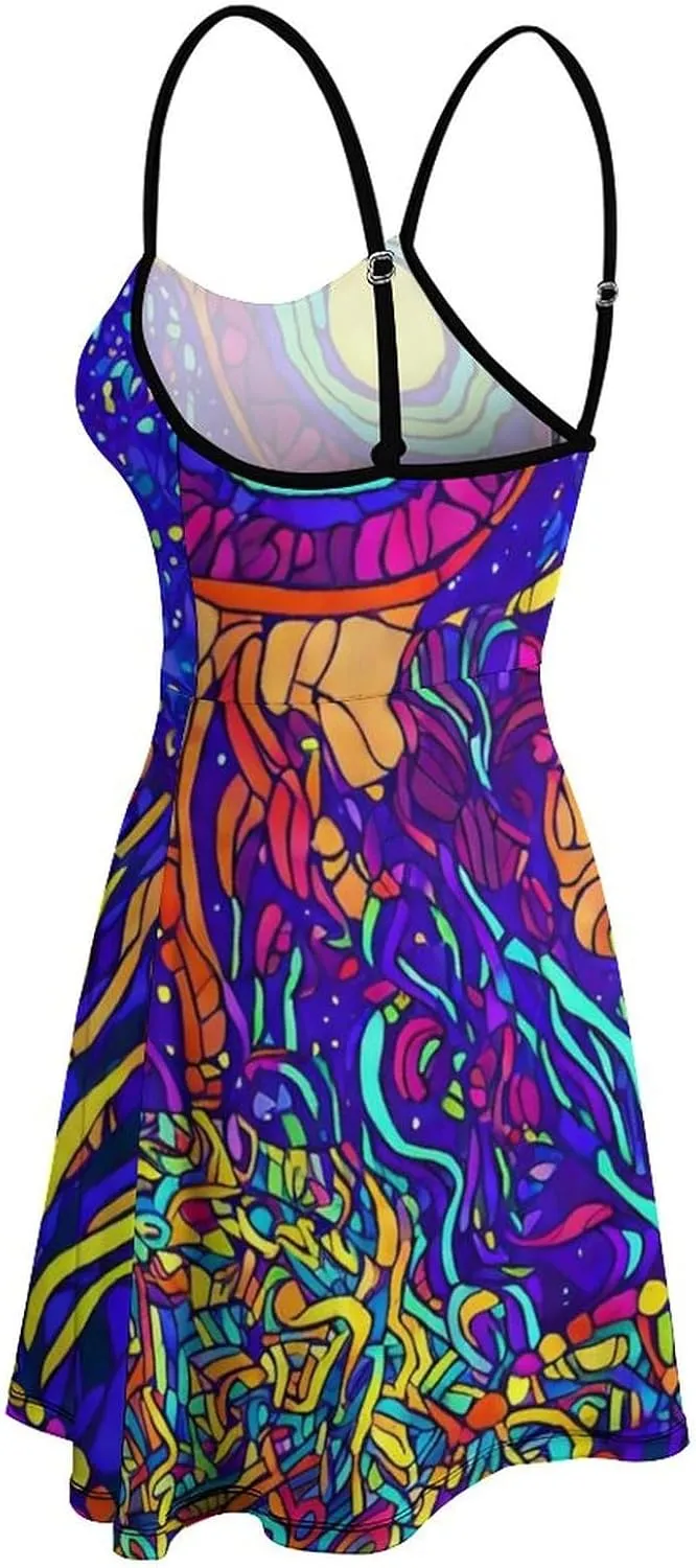 Women Ladies Sleeveless Midi Tank Dress for Vacation Party Wedding