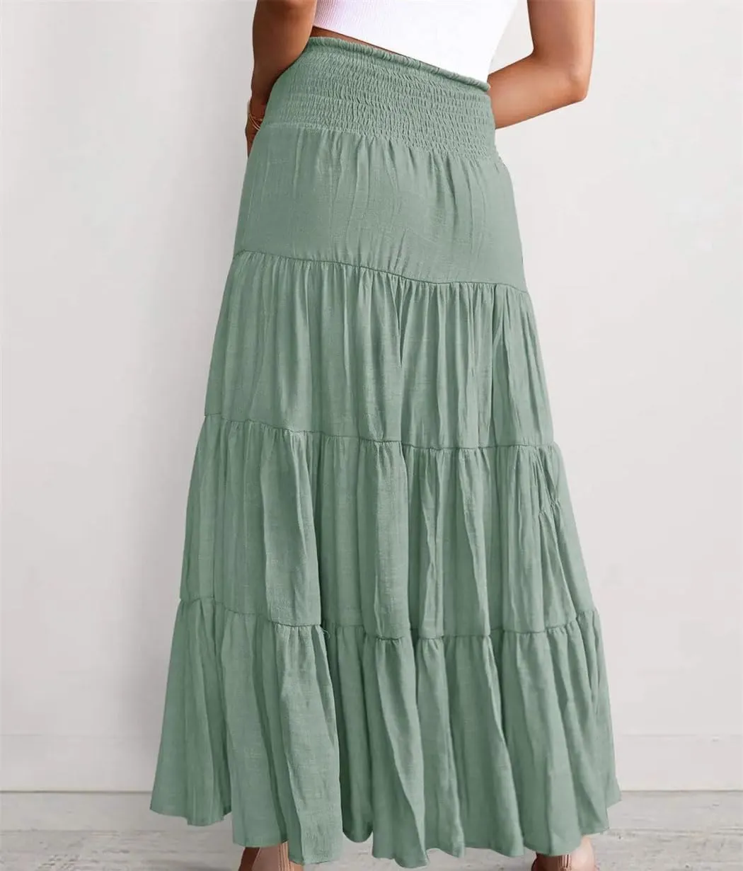 Women Summer Fashion High Waisted Maxi Skirts Bohemian Casual Harajuku Streetwear Beach Skirt