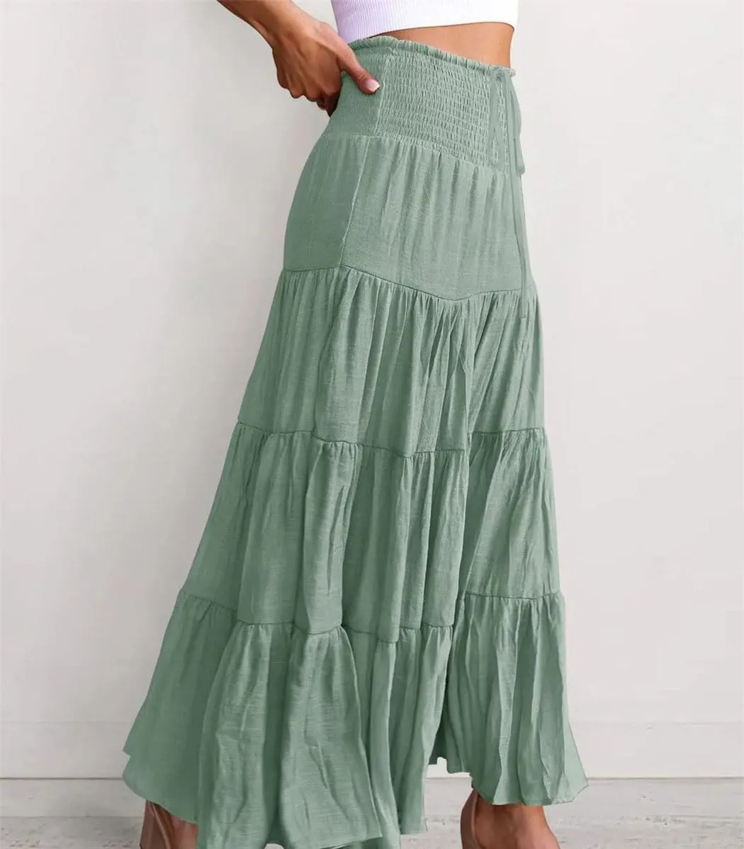 Women Summer Fashion High Waisted Maxi Skirts Bohemian Casual Harajuku Streetwear Beach Skirt