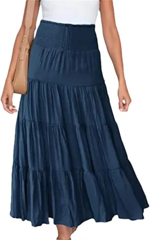 Women Summer Fashion High Waisted Maxi Skirts Bohemian Casual Harajuku Streetwear Beach Skirt