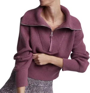 Women Zipper Long Sleeve Turtleneck Sweater Oversized Collared High Neck Pullover Ribbed Knit Solid Jumper Top