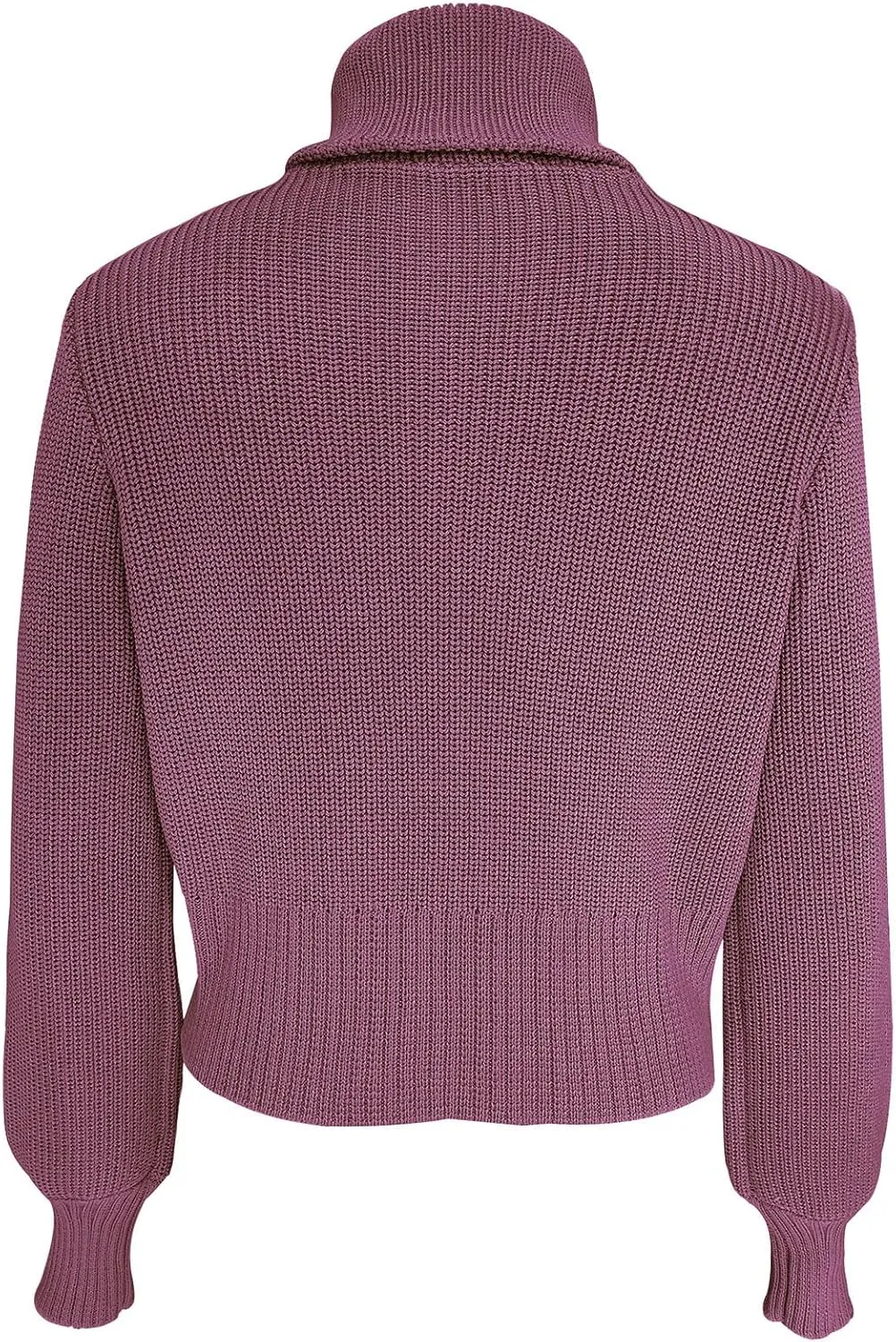 Women Zipper Long Sleeve Turtleneck Sweater Oversized Collared High Neck Pullover Ribbed Knit Solid Jumper Top