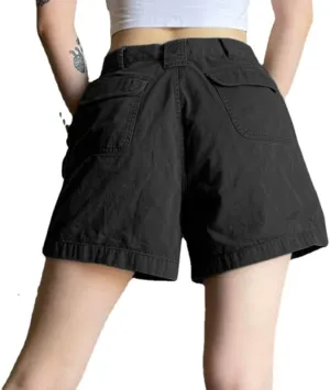 Women's Acubi Emo High Waisted Jean Shorts Aesthetic Pocket Cargo Denim Shorts Vintage Alt Button Up Comfy Shorts