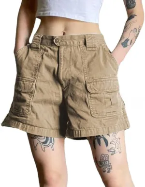 Women's Acubi Emo High Waisted Jean Shorts Aesthetic Pocket Cargo Denim Shorts Vintage Alt Button Up Comfy Shorts
