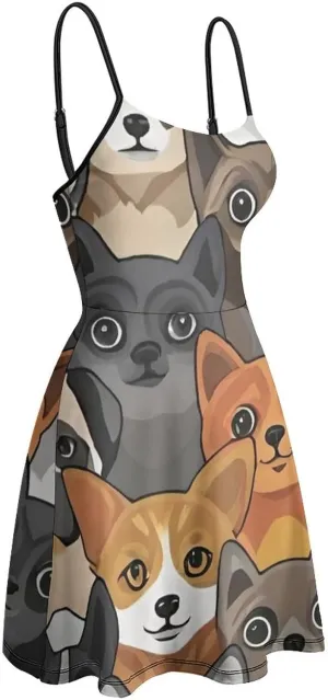 Women's Casual Swing Midi Sun Dress for Party Beach Date