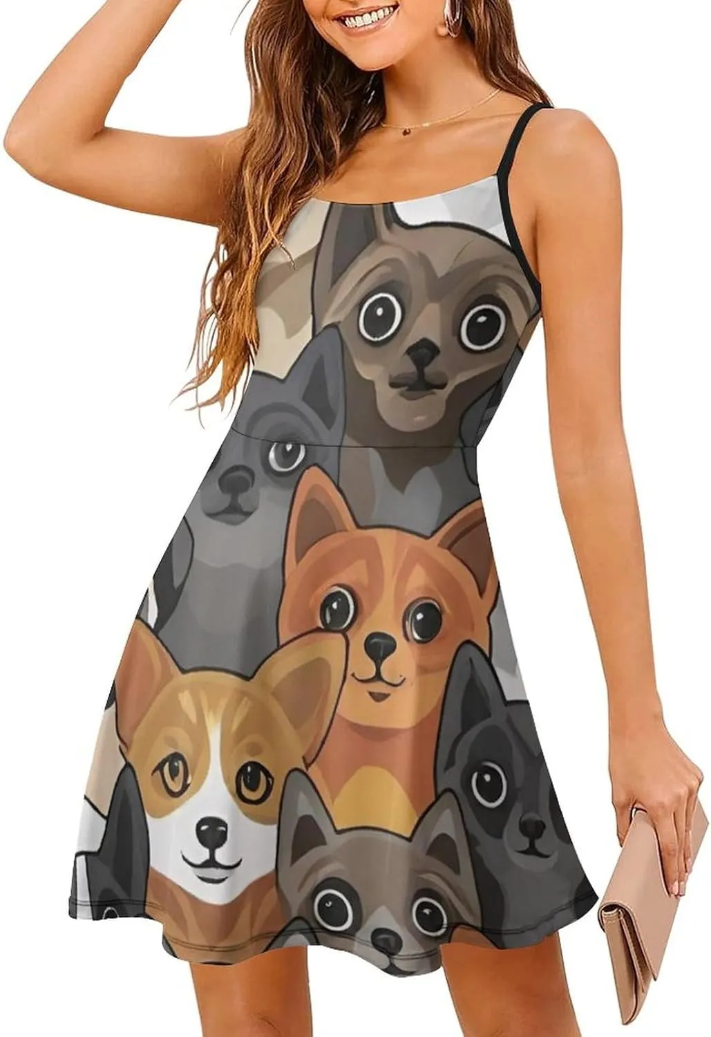 Women's Casual Swing Midi Sun Dress for Party Beach Date