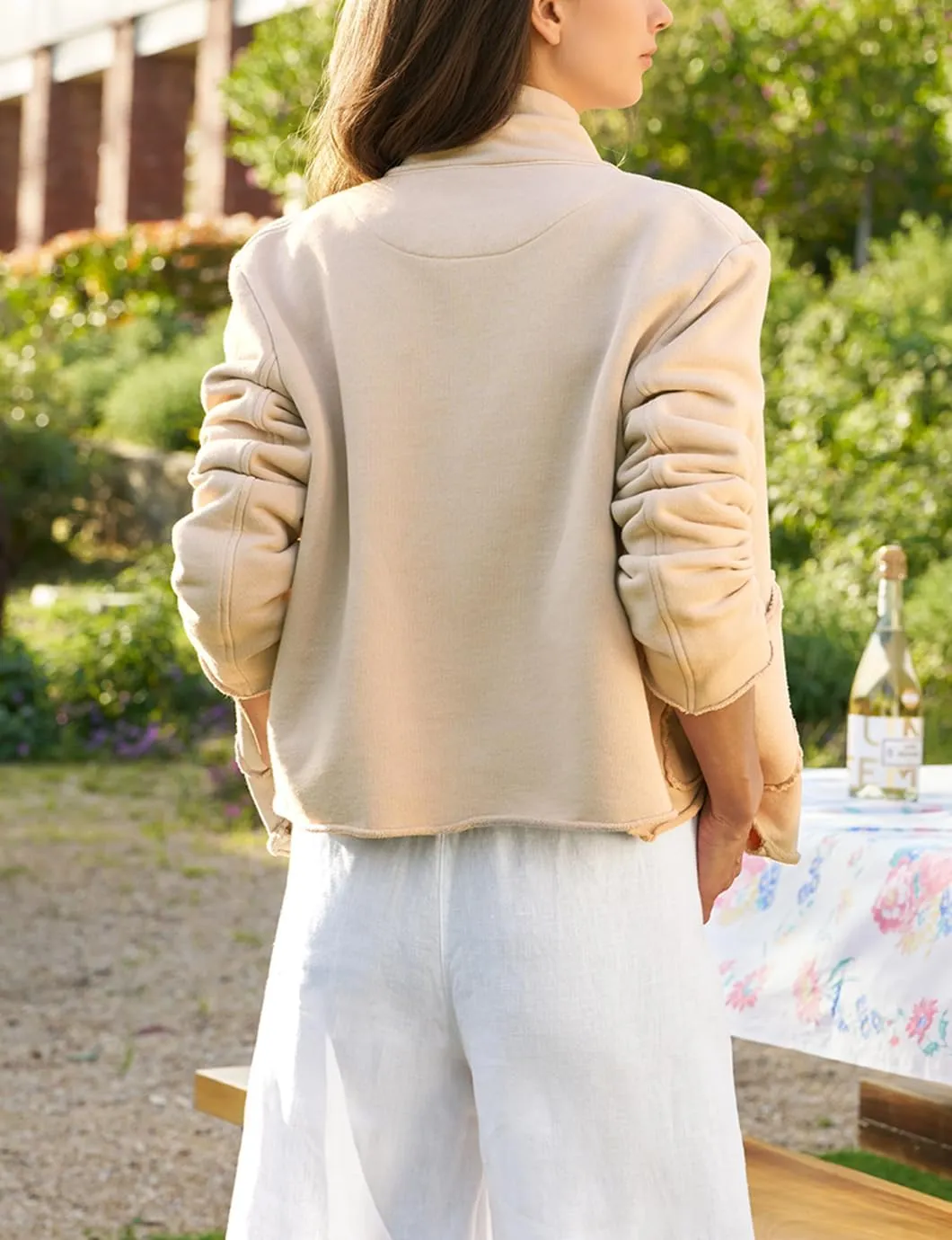 Womens Cropped Pea Coat Notched Lapel Double Breasted Trench Overcoat Blazer Jacket with Pockets
