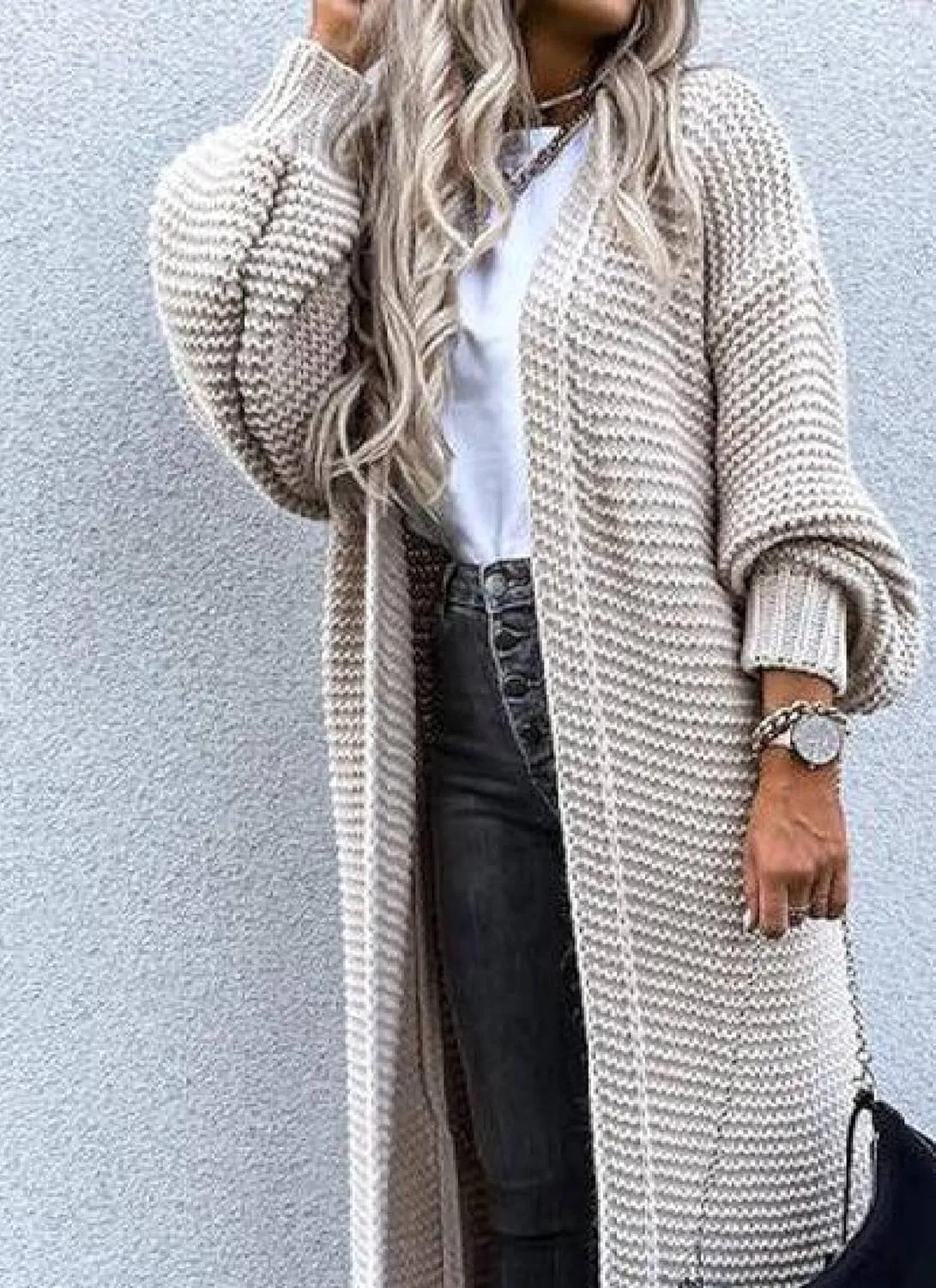 Womens Extra Long Cardigan Oversized Batwing Long Sleeve Open Front Sweaters Casual Fashion Chunky Waffle Knit Outwear